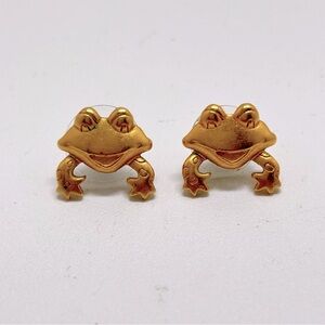 J.J. Vintage Gold Frog, Toad Earrings, Studs
